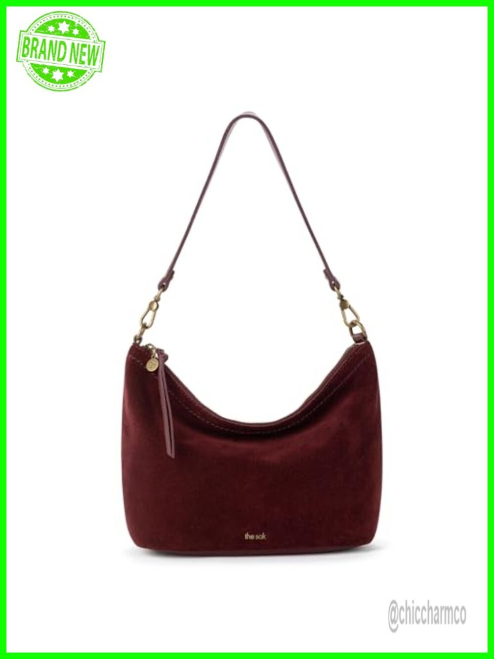 Small Leather Hobo Bag with Zipper & Crochet Strap